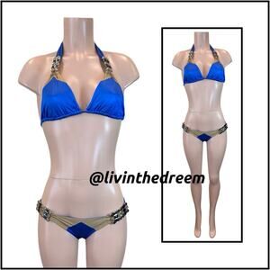 BEACH BUNNY BLUE LAGOON TRIANGLE BIKINI XL SET